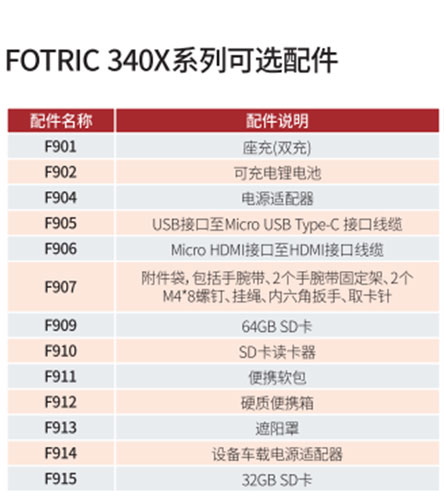 FOTRIC 340X系列热像仪可选配件